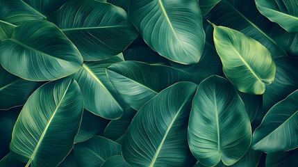 Fototapeta premium A vibrant tapestry of tropical leaves.