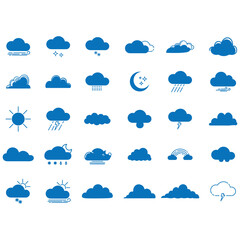 clouds icons set different style and forms
