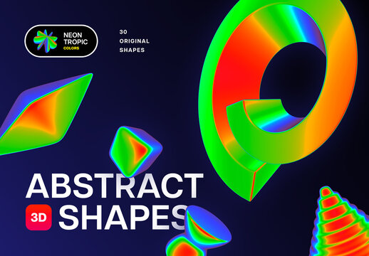 Iridescent Abstract 3D Objects