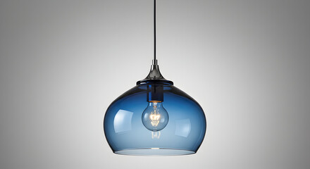 Contemporary Hanging Lamp With Blue Glass Shade In Modern Interior Design