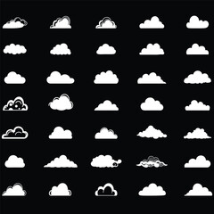 clouds icons set different style and forms