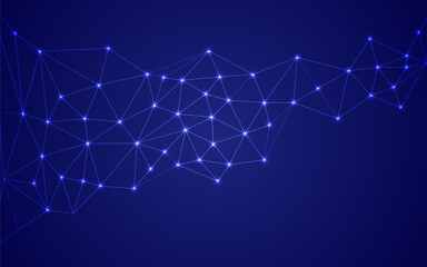 Technology background design abstract polygonal map network connections.
