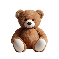 Fototapeta premium Cute brown teddy bear clipart in PNG format with transparent background. Ideal for kids designs, baby shower invites, scrapbooking, and digital crafts.