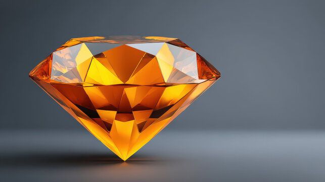 A stunning yellow diamond shimmers with intricate facets under soft lighting, casting a warm glow across its smooth, reflective surface on a seamless background.