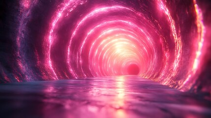 Surreal abstract tunnel illuminated with vibrant pink light for a high resolution photo background