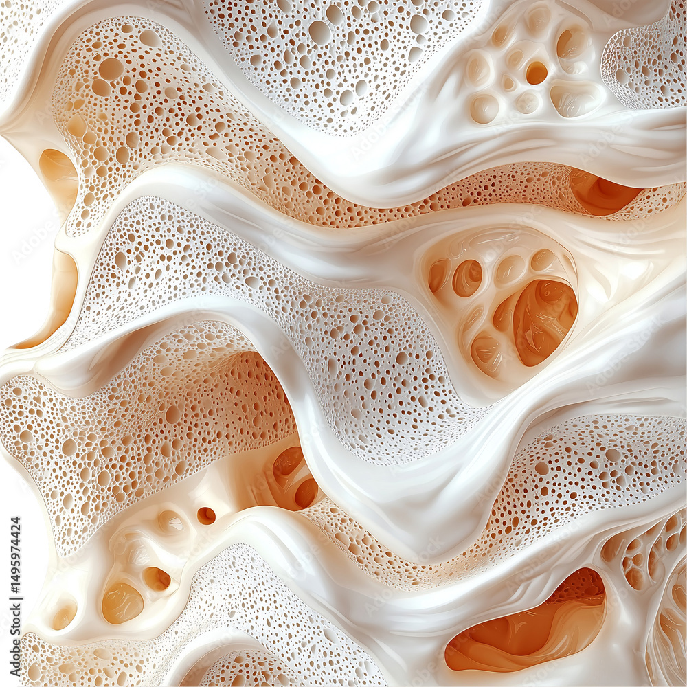 Fototapete abstract porous material design with many holes and organic structure isolated on transparent backgr
