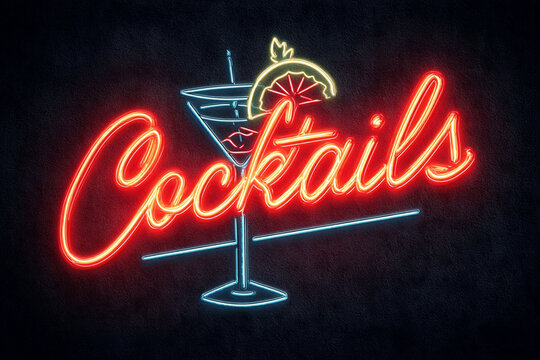 Cocktails Neon Sign - Powered by Adobe