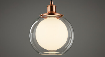 Obraz premium Suspended Sphere: A Modern Copper and Glass Lighting Fixture Design