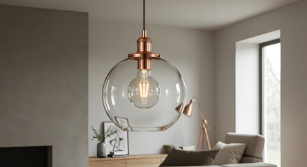 Interior Design Featuring a Stylish Clear Globe Pendant Lamp Hanging Decor