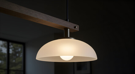 Elegant Interior Lighting Fixture Featuring Rustic Wood and Frosted Glass