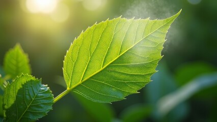 Obraz premium Microscopic close-up image of green leaves