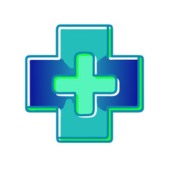 Obraz premium Medical cross icon, teal and green, for healthcare branding