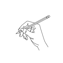 Obraz premium Hand holding a pencil ready to write with copy space