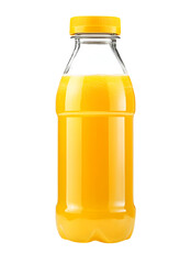 Bottle of fresh orange juice isolated on transparent background. PNG format