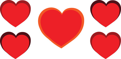 collection of red heart illustrations isolated on white background