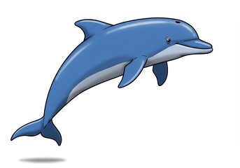 Fototapeta premium Jumping Dolphin Illustration on White Background