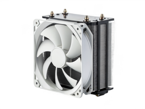A white cpu cooler isolated isolated on transparent background