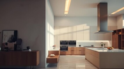 Contemporary kitchen interior design showcasing minimalist aesthetics and natural light