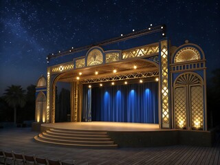 Fototapeta premium Elegant outdoor stage at night under the stars