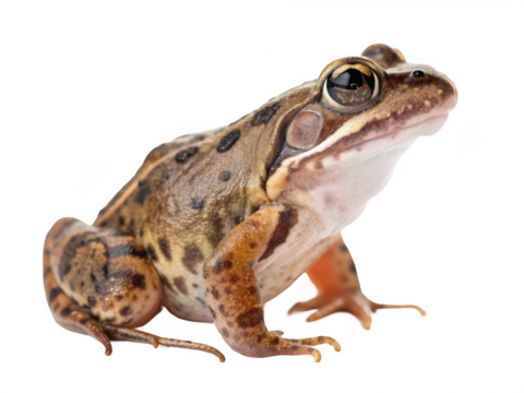 A frog sitting in the dark isolated on transparent background