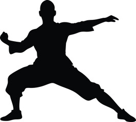 shaolin fighter vector silhouette
