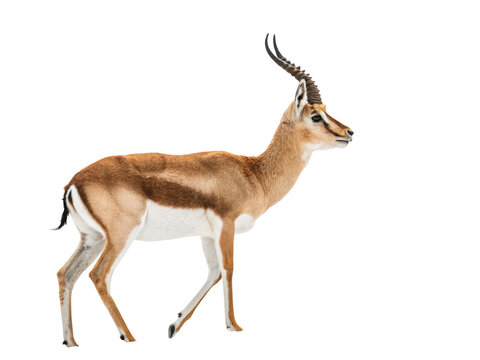 Standing gazelle side view isolated on transparent background - Powered by Adobe