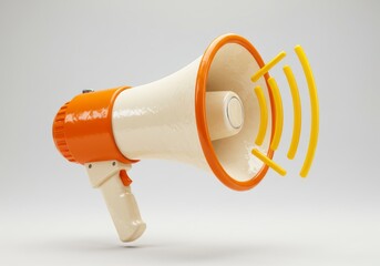Megaphone Broadcasting Announcement with Sound Waves