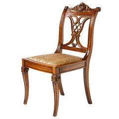 Ornate wooden chair closeup isolated on transparent background