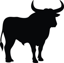 silhouette of a huge bull