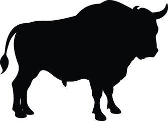silhouette of a huge bull