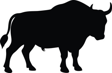 silhouette of a huge bull