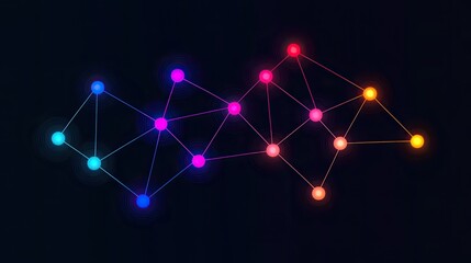Connecting digital dots into a network of vibrant dynamic data glowing on a dark backdrop in