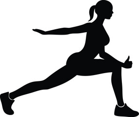 silhouette of an athlete woman exercising her legs