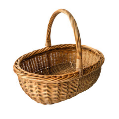 Wicker basket isolated object isolated on transparent background