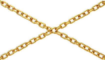 golden chain isolated on solid white background 