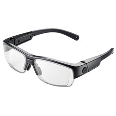 Black framed clear glasses isolated on transparent background