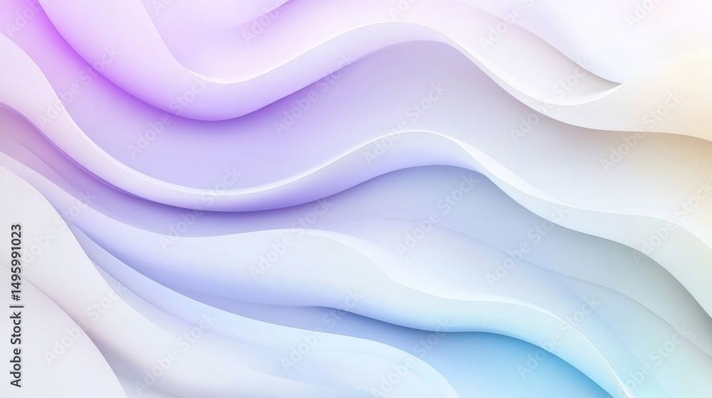 Poster high-resolution abstract background with a blue-purple gradient, soft white waves, and a futuristic 