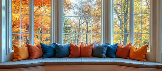 Colorful Throw Pillows and Cozy Sofa Interiors – Modern Home Decor Photography. AI generative.