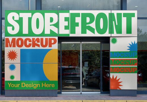 Storefront mockup featuring three unique spaces