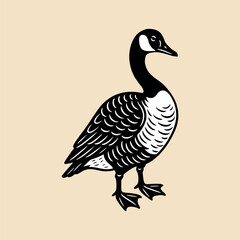 Goose standing vintage engraving vector