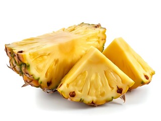 Close-up of Fresh Pineapple Slices Against White Background