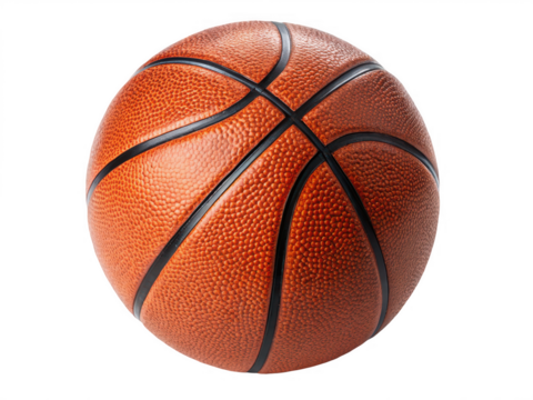A basketball on black ground isolated on transparent background