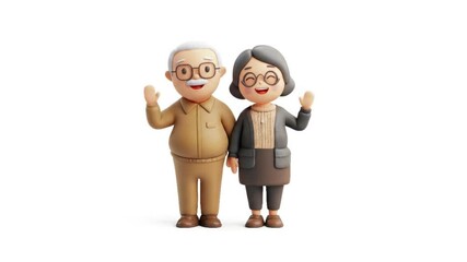 Cartoon elderly couple standing together