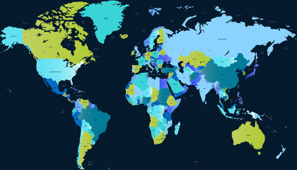 World map. Color modern vector map. Silhouette map.	