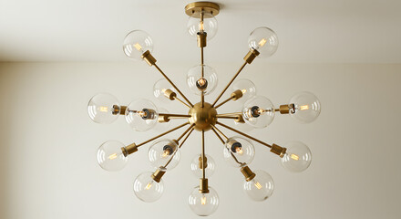 Elegant Gold Sputnik Chandelier With Clear Glass Bulbs Modern Style Lighting