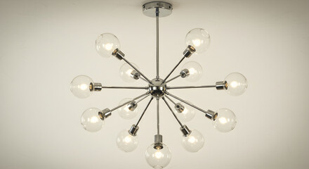 Modern Chandelier With Globe Bulbs Illuminating a Contemporary Space