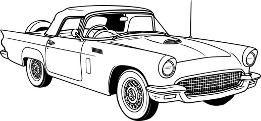 1950's classic convertible roadster car vector illustration 