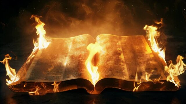 Glowing open scroll parchment with word REVELATION revealing the book of the Bible.