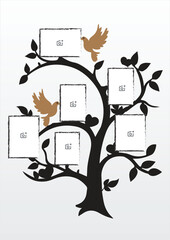 Family Photo Collage, Family Photo Tree Design Vector