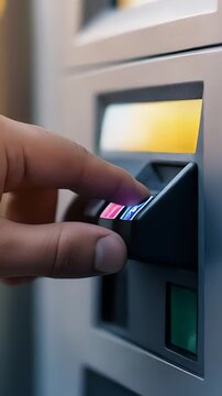 Fingers entering personal identification number on metallic ATM keypad, pressing digits during secure electronic banking interaction